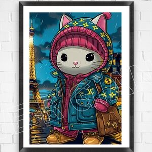 Louis Vuitton Kitty Art Print 11x17 Trendy Wall Art